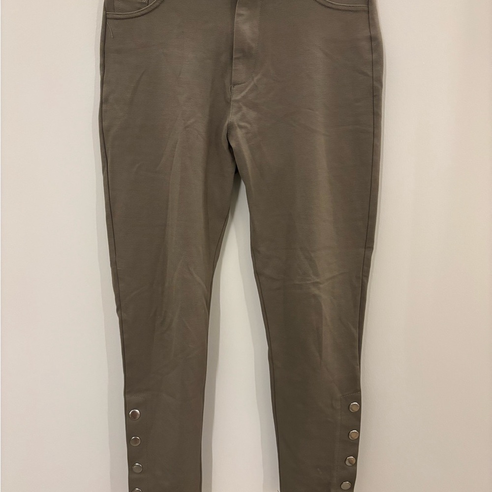 Stylish Taupe Pants with Button Detail